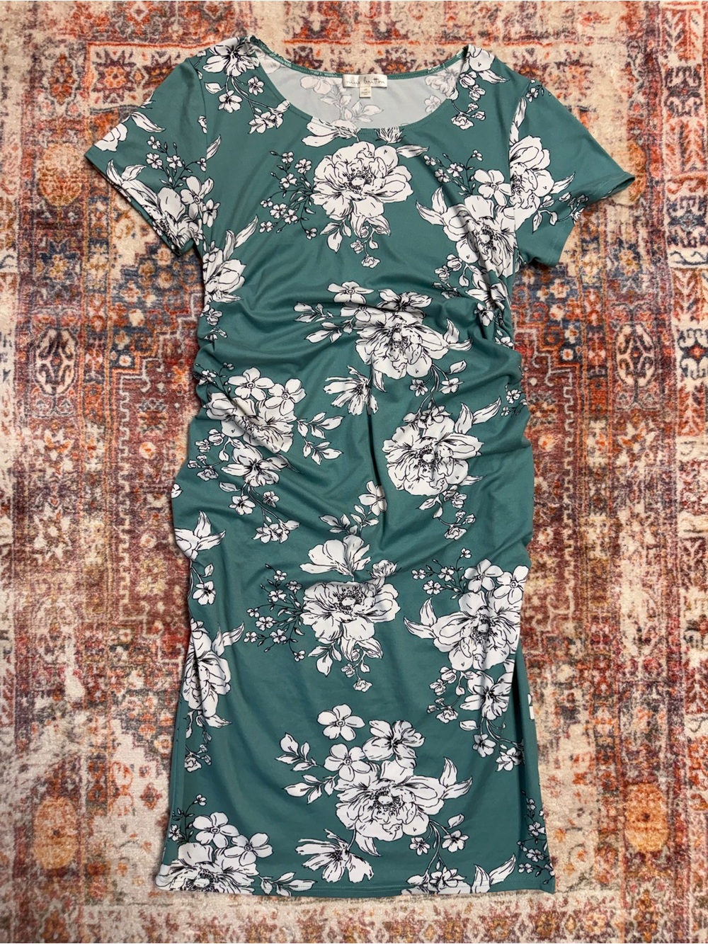 Nine Britton Hannah Maternity Fitted Short Sleeve Knit Dress Mint Teal Medium